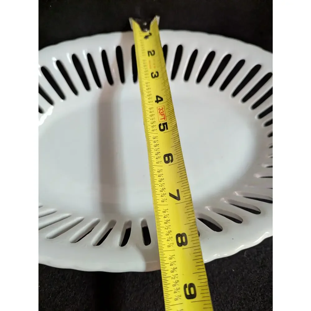 Godinger Antique Reflections White Ceramic Reticulated Oval Platter
